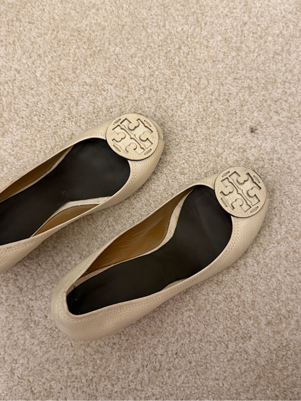 Tory Burch Cream Leather wedge heels